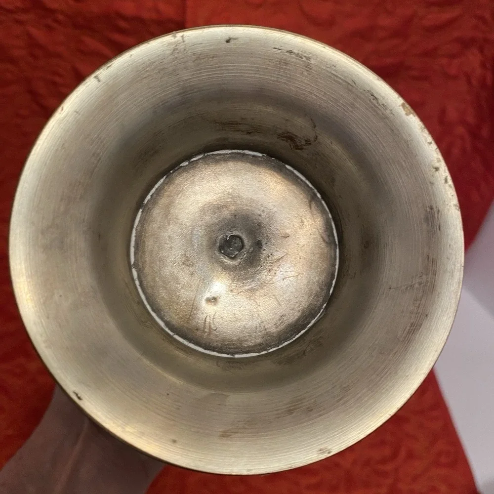 Vintage Middle East Handmade‎  Engraved Brass Vase / Urn